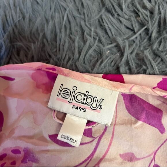 Lejaby Paris Floral Pink Silk Robe Size L - Picture 2 of 4